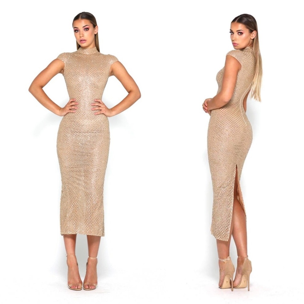 Portia & Scarlett Honey Dress Gold NWT